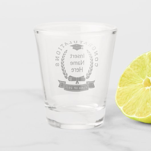 Aangepaste felicitaties Klasse van 2023 zwarte bri Shot Glas (Achterkant)