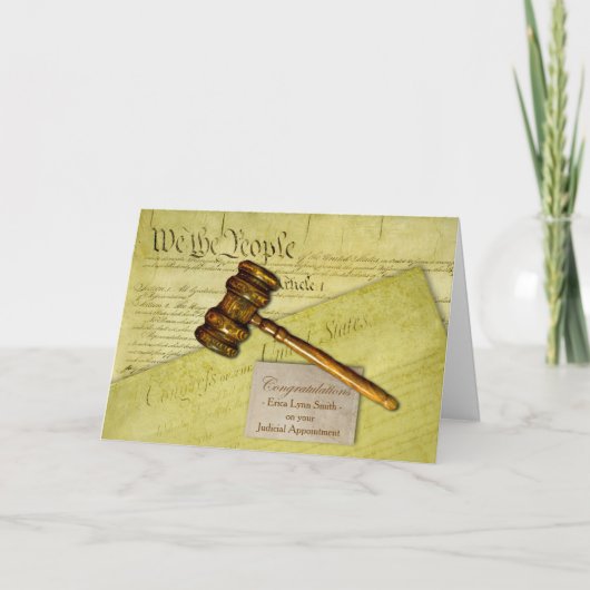 Aangepaste felicitaties, Thema van de wet, Gavel d Kaart (Voorkant)