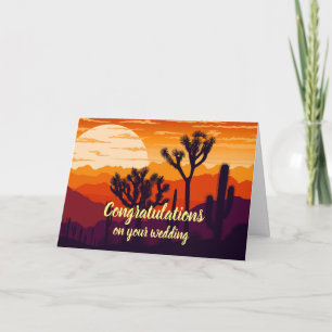 Aangepaste felicitaties trouwwoestijn zonsondergan kaart