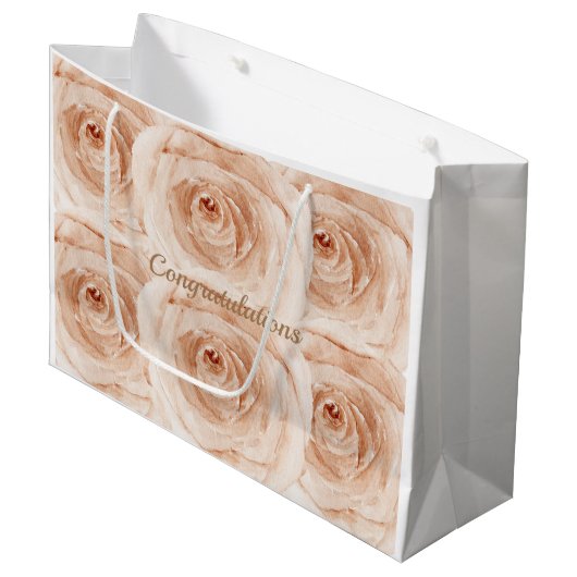 Aangepaste felicitaties watercolorrozen  groot cadeauzakje (Voorkant Gekanteld)