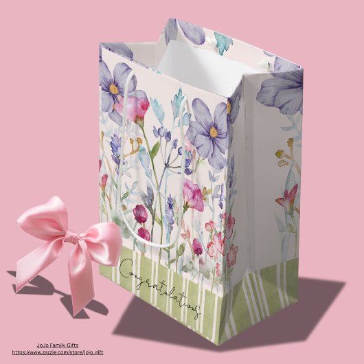 Aangepaste felicitaties waterverf paarse bloemen medium cadeauzakje
