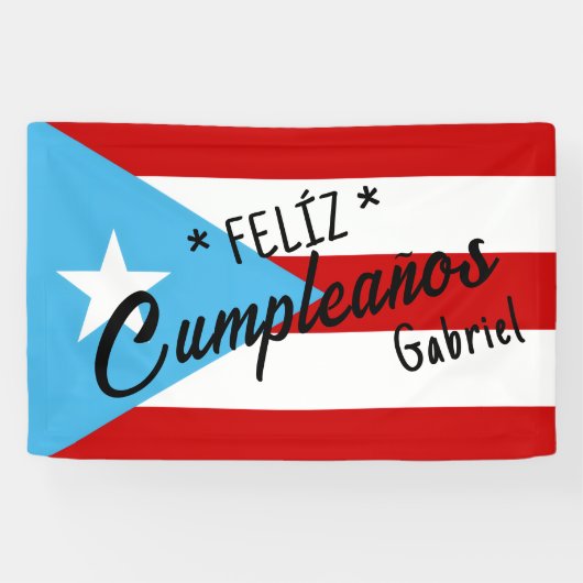 Aangepaste Feliz cumpleaños-spandoek – Puerto Rico Spandoek (Horizontaal)
