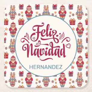 Aangepaste Feliz Navidad Kartonnen Onderzetters