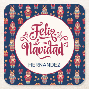 Aangepaste Feliz Navidad Kartonnen Onderzetters