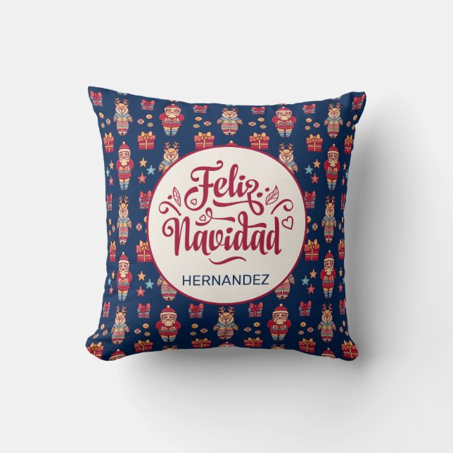 Aangepaste Feliz Navidad Kussen (Voorkant)