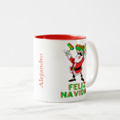 Aangepaste Feliz Navidad Mexicaanse kerstkerstkers Tweekleurige Koffiemok (Voorkant rechts)