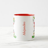 Aangepaste Feliz Navidad Mexicaanse kerstkerstkers Tweekleurige Koffiemok (Center)