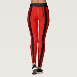 Aangepaste felrode & zwarte strepen Leggings