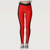 Aangepaste felrode & zwarte strepen Leggings (Voorkant)