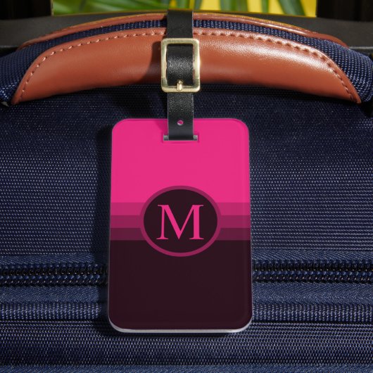 Aangepaste felroze Paarse bruin kleurenblok Bagagelabel (Voorkant Insitu 2)