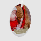 Aangepaste Festive Baby`s Eerste Kerstmis Foto Ornament (voorkant)