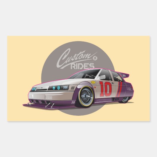 Aangepaste fictie raceauto concept rechthoekige sticker (Voorkant)