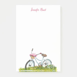 Aangepaste fiets met bloemblok post-it® notes