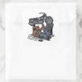 Aangepaste Fiets Winkel Bull Mechanisch Profession Vierkante Sticker (Tas)