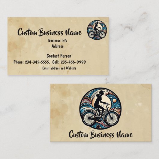 Aangepaste Fietser Fietsfiets Logo Visitekaartje (Voorkant / Achterkant)