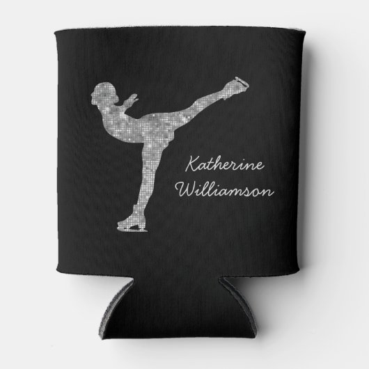 Aangepaste figuur schaatsen schaatsen zilveren shi blikjeskoeler (Voorkant)