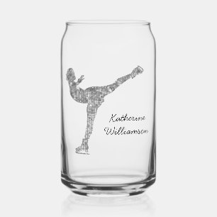 Aangepaste figuur schaatsen schaatsen zilveren shi blikvorm glas