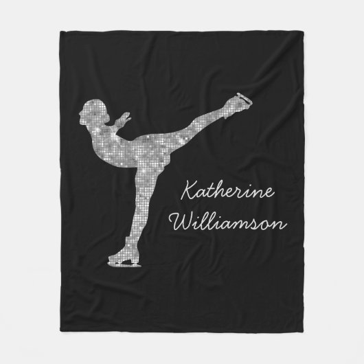 Aangepaste figuur schaatsen schaatsen zilveren shi fleece deken (Voorkant)