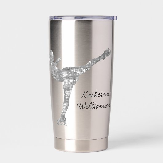 Aangepaste figuur schaatsen schaatsen zilveren shi geïsoleerde drinkbeker (Links)