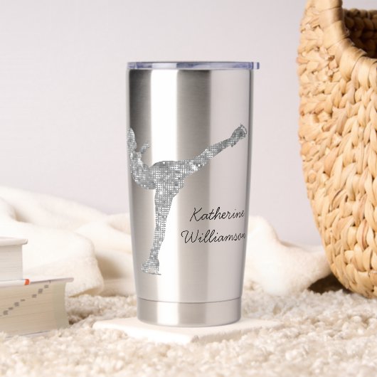 Aangepaste figuur schaatsen schaatsen zilveren shi geïsoleerde drinkbeker (Woonkamer)