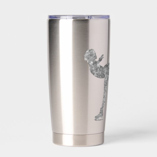 Aangepaste figuur schaatsen schaatsen zilveren shi geïsoleerde drinkbeker (Voorkant)