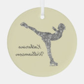 Aangepaste figuur schaatsen schaatsen zilveren shi glas ornament (Achterkant)