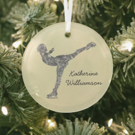 Aangepaste figuur schaatsen schaatsen zilveren shi glas ornament