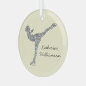 Aangepaste figuur schaatsen schaatsen zilveren shi glas ornament (Voorkant links)