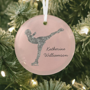 Aangepaste figuur schaatsen schaatsen zilveren shi glas ornament