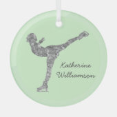Aangepaste figuur schaatsen schaatsen zilveren shi glas ornament (Voorkant)