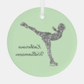 Aangepaste figuur schaatsen schaatsen zilveren shi glas ornament (Achterkant)