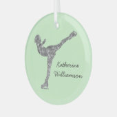 Aangepaste figuur schaatsen schaatsen zilveren shi glas ornament (Voorkant links)