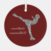 Aangepaste figuur schaatsen schaatsen zilveren shi glas ornament (Achterkant)