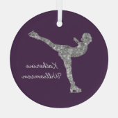 Aangepaste figuur schaatsen schaatsen zilveren shi glas ornament (Achterkant)