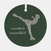 Aangepaste figuur schaatsen schaatsen zilveren shi glas ornament (Achterkant)