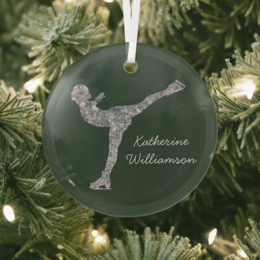 Aangepaste figuur schaatsen schaatsen zilveren shi glas ornament (Insitu)