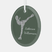 Aangepaste figuur schaatsen schaatsen zilveren shi glas ornament (Voorkant links)