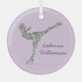 Aangepaste figuur schaatsen schaatsen zilveren shi glas ornament (Voorkant)