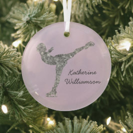 Aangepaste figuur schaatsen schaatsen zilveren shi glas ornament