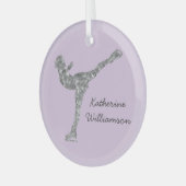 Aangepaste figuur schaatsen schaatsen zilveren shi glas ornament (Voorkant links)