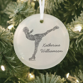 Aangepaste figuur schaatsen schaatsen zilveren shi glas ornament