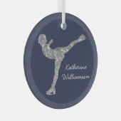 Aangepaste figuur schaatsen schaatsen zilveren shi glas ornament (Voorkant Rechts)