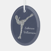 Aangepaste figuur schaatsen schaatsen zilveren shi glas ornament (Voorkant links)