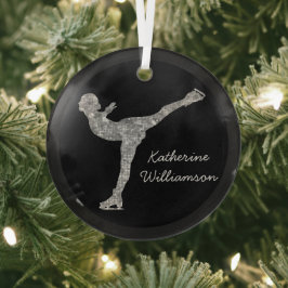 Aangepaste figuur schaatsen schaatsen zilveren shi glas ornament