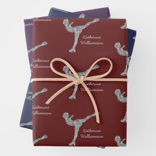 Aangepaste figuur schaatsen schaatsen zilveren shi inpakpapier vel (In situ)