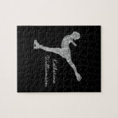 Aangepaste figuur schaatsen schaatsen zilveren shi legpuzzel (Horizontaal)