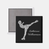 Aangepaste figuur schaatsen schaatsen zilveren shi magneet (Voorkant / Achterkant)