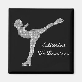 Aangepaste figuur schaatsen schaatsen zilveren shi magneet