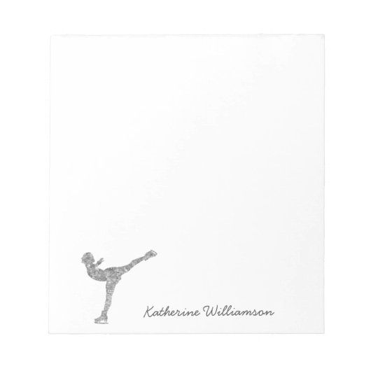 Aangepaste figuur schaatsen schaatsen zilveren shi notitieblok (Voorkant)