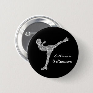 Aangepaste figuur schaatsen schaatsen zilveren shi ronde button 5,7 cm